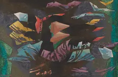 Nocturnal Flight by Jehangir Sabavala, Oil on canvas, sold Jun 2024
