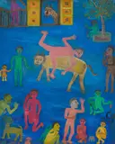 The Street III by Madhvi Parekh, Oil on canvas, sold Jun 2024