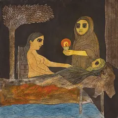 The Vision by Badri Narayan, 1994, Watercolour and pen and ink on paper, sold Jun 2024
