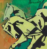 Untitled by M. F. Husain, Oil on canvas, sold Jun 2024