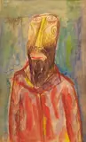 Untitled (Head of a Man) by F. N. Souza, Ink and watercolour on paper, sold Jun 2024