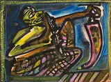 The Fighter by Jogen Chowdhury, 1992, Mixed media on paper, sold Jun 2024