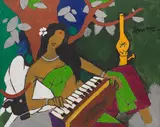 Gaja Gamini by M. F. Husain, Acrylic on canvas, sold Jun 2024