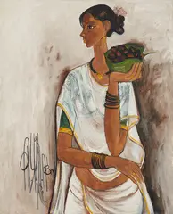 Untitled by B. Prabha, Oil on canvas, sold Jun 2024