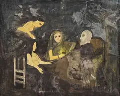 The Lamp by Badri Narayan, 1994, Watercolour and pen and ink on paper, sold Jun 2024