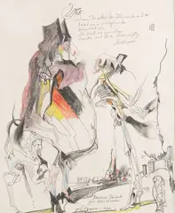 Banausen Beiblatt by Horst Janssen, 1981, Buntstift- und Bleistiftzeichnung, sold Mar 2026