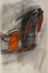 Komposition in Rot und Schwarz by Peter Krawagna, 2009, Öl/Leinwand, sold Mar 2026