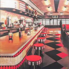 Red Diner by Luigi Rocca, Giclée/Leinwand, sold Mar 2026