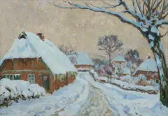 Hummelsbüttel im Schnee by Ernst Wilhelm Eitner, Öl/Karton, sold Mar 2026