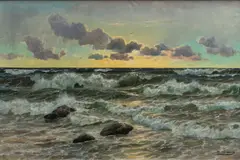 Sonnenuntergang über der Brandung by Patrick von Kalckreuth, Öl/Leinwand, sold Mar 2026