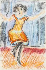 Tänzerin und italienische Stadt by Erich Heckel, 1909, Farbkreide bzw, sold Nov 2025