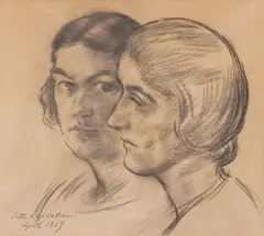 Zwei Frauen by Lotte Laserstein, 1939, Kohlezeichnung, sold Sep 2025