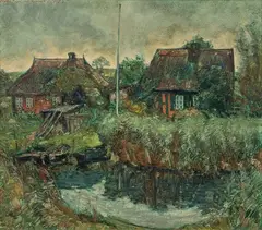 Fischerhäuser in Gothmund by Arthur Illies, 1935, Öl/Holz, sold Sep 2025
