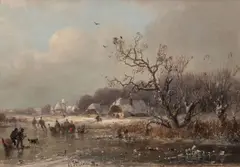 Winter am Fluss by Adolf Stademann, Öl/Karton, sold May 2025