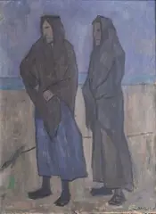 Zwei Fischermädchen am Strand by Käte Lassen, Öl/Lw, sold May 2025