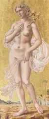 Venus by Werner Peiner, 1942, Tempera und Goldgrund/Papier/Lw, sold May 2025