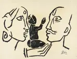 Family by Maqbool Fida Husain, Pastel on paper, sold Oct 2024