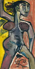 Nude by F. N. Souza, 1959, Oil on board, sold Oct 2024