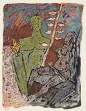 Untitled by Maqbool Fida Husain, Ink and wax on paper, sold Oct 2024