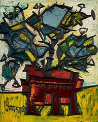 Flowers by F. N. Souza, 1961, Oil on board, sold Oct 2024