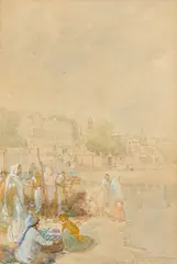 Untitled by Laxman Narayan Taskar, Pencil and watercolour on paper laid on card, sold Oct 2024
