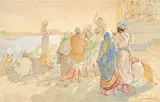 Untitled by Laxman Narayan Taskar, Pencil and watercolour on paper laid on card, sold Oct 2024