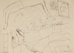 Untitled by Arpita Singh, Ink on paper, sold Oct 2024