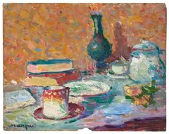 Nature morte à la théière by Albert Marquet, circa 1898-1900, Huile sur carton, sold Apr 2026