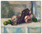 Pêches, raisins et figues by Henri Manguin, 1945, Huile sur toile, sold Apr 2026