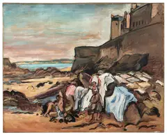 Baigneuse et lavandière sous les remparts de Saint-Malo by Othon Friesz, 1937, Huile sur toile, sold Apr 2026