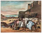 Baigneuse et lavandière sous les remparts de Saint-Malo by Othon Friesz, 1937, Huile sur toile, sold Apr 2026