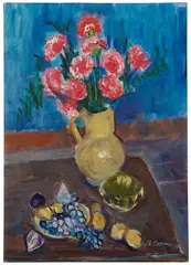 Oeillets et raisins by Charles Camoin, 1950, Huile sur toile, sold Apr 2026