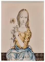 Jeune fille à la fleur by Léonard-Tsuguharu Foujita, 1966, Aquarelle et encre de Chine sur papier Japon contrecollé sur carton, sold Apr 2026
