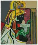 Profil et masque by Georges Folmer, circa 1928, Huile sur toile, sold Apr 2026