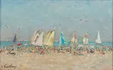 Beau temps, marée haute à Deauville by André Hambourg, Huile sur toile, sold Apr 2026