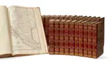 Abrégé de l’Histoire générale des voyages. by La Harpe, 23 (sur 24) vol. in-8 et 1 vol. d’atlas in-folio, demi-maroquin rouge à coins, dos à nerfs orné de motifs dorés, entière, sold Sep 2026