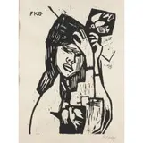 Gebet by Friedrich Karl Gotsch, 1964, woodcut, sold Jun 2024