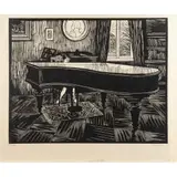 Kind am flügel by Conrad Felixmüller, 1958, woodcut, sold Jun 2024