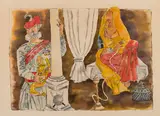 Untitled by M. F. Husain, Watercolour and pen on paper, sold Mar 2024