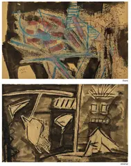 Untitled by Ram Kumar, 1973, Ink and wax on paper; Ink and charcoal on paper, sold Mar 2024
