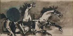 Tearing Apart by M. F. Husain, Oil on canvas, sold Mar 2024