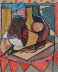 Untitled by K H, Gouache on paper pasted on cardboard, sold Mar 2024