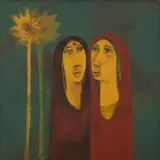 Two Women by Haku Shah, Oil on canvas, sold Mar 2024