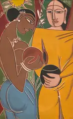Untitled (Pindapatha) by George Keyt, Oil on canvas, sold Mar 2024