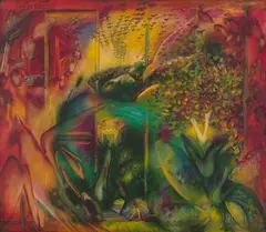 Sursagar by Ghulam Mohammed Sheikh, Oil on canvas, sold Mar 2024