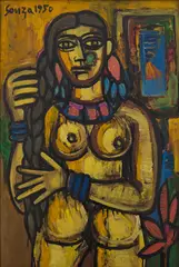 Front-Back Nude by F. N. Souza, 1950, Oil on board, offered Mar 2024