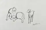 Untitled (Lion and Goat) by Manjit Bawa, Pen and ink on paper, sold Mar 2024