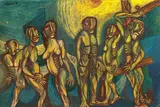 Around the Cross by Rabin Mondal, Oil on canvas, sold Mar 2024