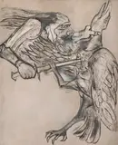 The Killing of Jatayu by Krishen Khanna, Oil on canvas, sold Mar 2024