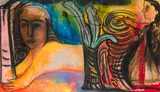 No Man‘s Daughter by Rekha Rodwittiya, 1990, Watercolour, pastel and charcoal on paper, sold Mar 2024
